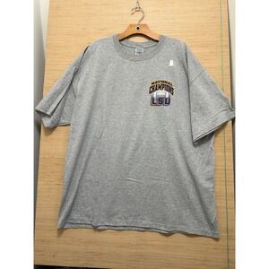 VTG LSU Tigers National Champions Football T Shirt XXL Gray Cotton Blend